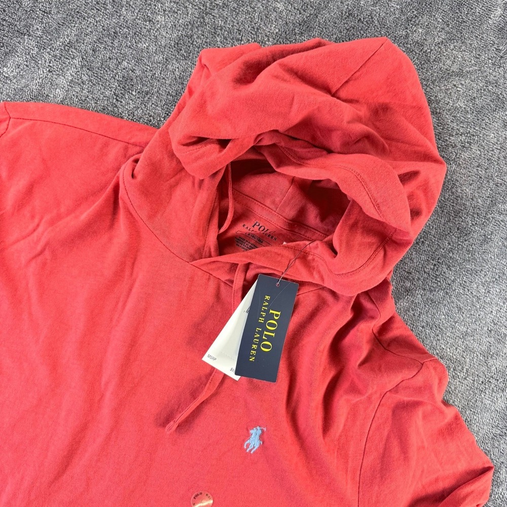 Polo Ralph Lauren Mens Red Long Sleeve Hooded T-Shirt Pony Logo Size L NWT
